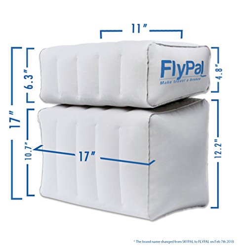 Flypal Almohada inflable para descanso de pies para viajes, diseño patentado 2 en 1, cojín reposapiés inflable para el hogar, la oficina. Esencial para viajes en avión y cama de avión para niños
