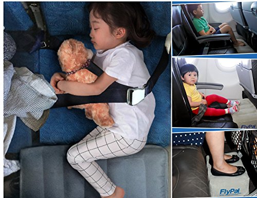 Flypal Almohada inflable para descanso de pies para viajes, diseño patentado 2 en 1, cojín reposapiés inflable para el hogar, la oficina. Esencial para viajes en avión y cama de avión para niños