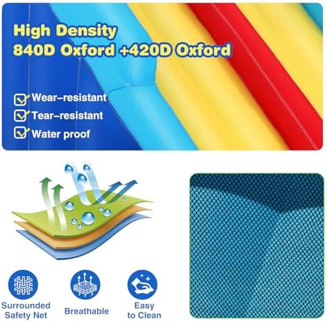 Inflatable Water Slide Bounce House  Double Slide Bouncer Castle Playhouse w/Splash Pool Jump Area  Climbing Wall Basketball Hoop  Water Balls  550W Air Blower for Kids Birthday Party  Indoor Outdoor