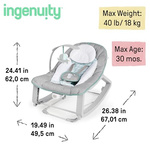 Ingenuity Keep Cozy 3 in 1 Grow with Me Vibrating Baby Bouncer  Seat & Infant to Toddler Rocker  Vibrations &  Toy Bar  0 30 Months Up to 40 lbs  Weaver 
