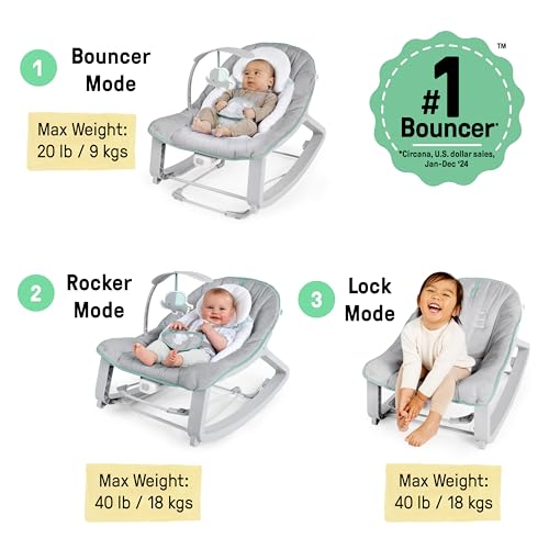 Ingenuity Keep Cozy 3 in 1 Grow with Me Vibrating Baby Bouncer  Seat & Infant to Toddler Rocker  Vibrations &  Toy Bar  0 30 Months Up to 40 lbs  Weaver 