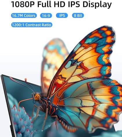 Ingnok Portable Monitor  Ultra Slim 15 6 Inch FHD IPS Laptop Screen Extender with Adjustable Stand  USB C Compatible  Ideal for Travel and Office