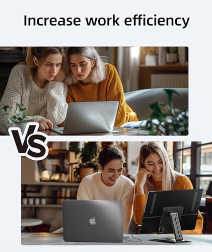 Ingnok Portable Monitor  Ultra Slim 15 6 Inch FHD IPS Laptop Screen Extender with Adjustable Stand  USB C Compatible  Ideal for Travel and Office