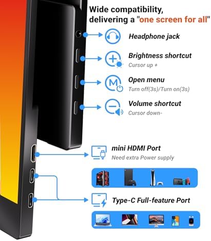 Ingnok Portable Monitor  Ultra Slim 15 6 Inch FHD IPS Laptop Screen Extender with Adjustable Stand  USB C Compatible  Ideal for Travel and Office