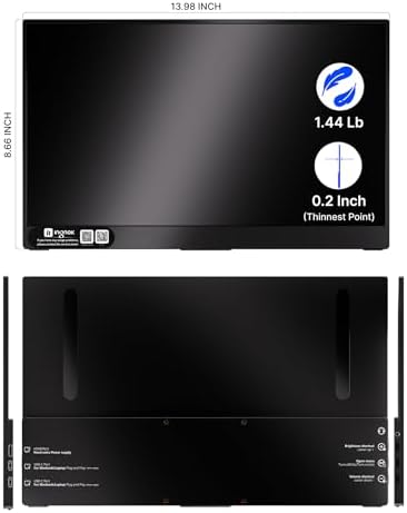 Ingnok Portable Monitor  Ultra Slim 15 6 Inch FHD IPS Laptop Screen Extender with Adjustable Stand  USB C Compatible  Ideal for Travel and Office