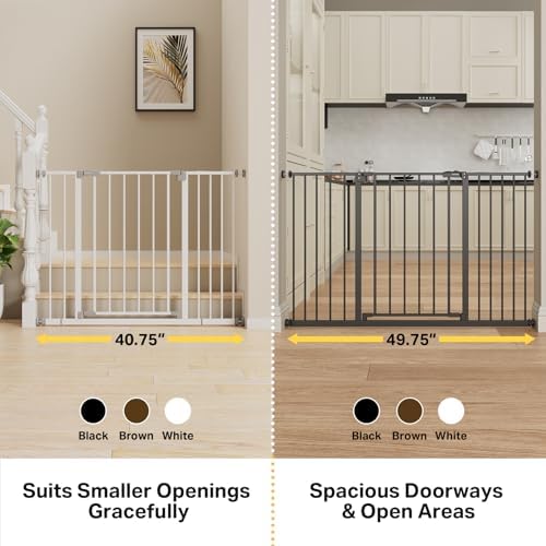 InnoTruth 29 5 40 75 Baby Gate for Stairs  30 Tall Dog Gates for Doorways & Hallways  Safety Gate for Kids & Pets  Pressure Mounted Walk Through with Dual Lock & 2 Way Swing  White