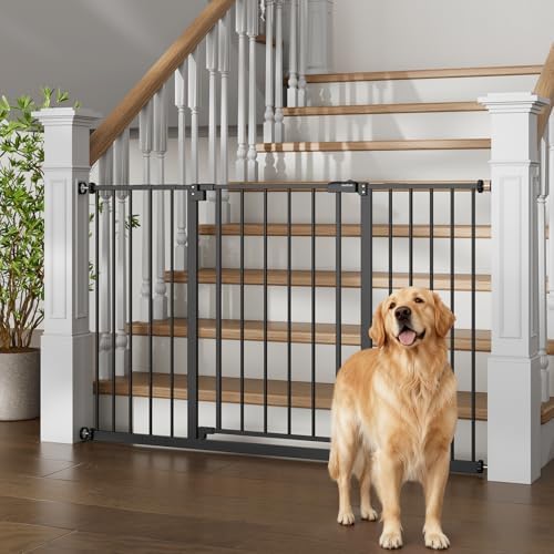 InnoTruth 29 5 40 75 Baby Gate for Stairs  30 Tall Dog Gates for Doorways & Hallways  Safety Gate for Kids & Pets  Pressure Mounted Walk Through with Dual Lock & 2 Way Swing  White