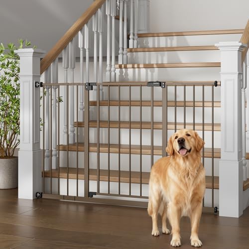 InnoTruth 29 5 40 75 Baby Gate for Stairs  30 Tall Dog Gates for Doorways & Hallways  Safety Gate for Kids & Pets  Pressure Mounted Walk Through with Dual Lock & 2 Way Swing  White