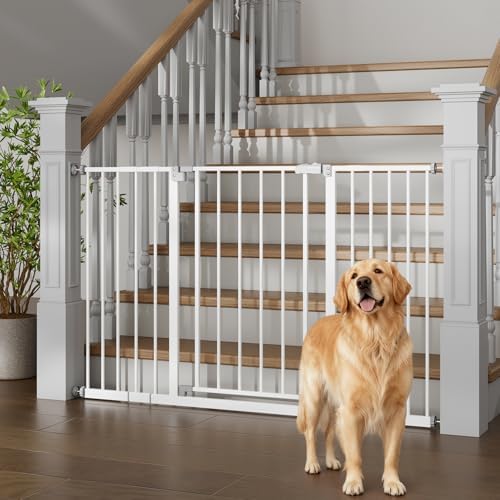 InnoTruth 29 5 40 75 Baby Gate for Stairs  30 Tall Dog Gates for Doorways & Hallways  Safety Gate for Kids & Pets  Pressure Mounted Walk Through with Dual Lock & 2 Way Swing  White