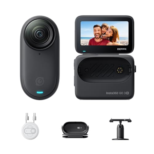 Insta360 GO 3S   128 GB Black 4K Tiny Portable Vlogging Camera  Hands Free POVs  Mount Anywhere  Stabilization  140 Min Battery Life  10m Waterproof  Pet POV