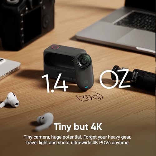 Insta360 GO 3S   128 GB Black 4K Tiny Portable Vlogging Camera  Hands Free POVs  Mount Anywhere  Stabilization  140 Min Battery Life  10m Waterproof  Pet POV