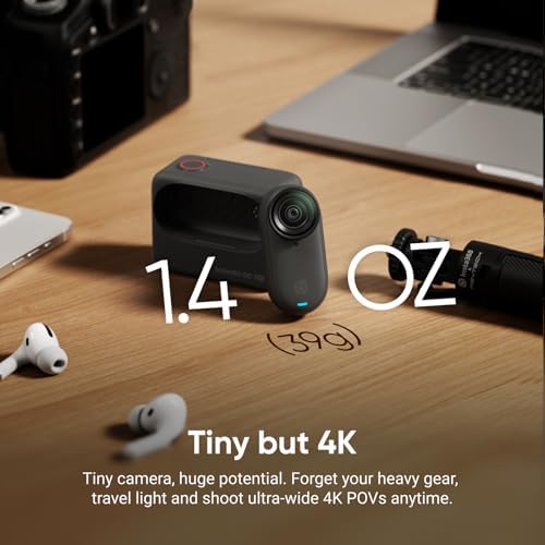 Insta360 GO 3S   128 GB Black 4K Tiny Portable Vlogging Camera  Hands Free POVs  Mount Anywhere  Stabilization  140 Min Battery Life  10m Waterproof  Pet POV