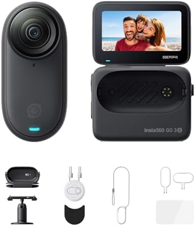 Insta360 GO 3S   128 GB Black 4K Tiny Portable Vlogging Camera  Hands Free POVs  Mount Anywhere  Stabilization  140 Min Battery Life  10m Waterproof  Pet POV