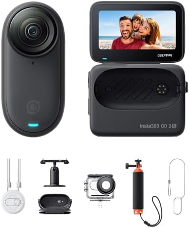 Insta360 GO 3S   128 GB Black 4K Tiny Portable Vlogging Camera  Hands Free POVs  Mount Anywhere  Stabilization  140 Min Battery Life  10m Waterproof  Pet POV
