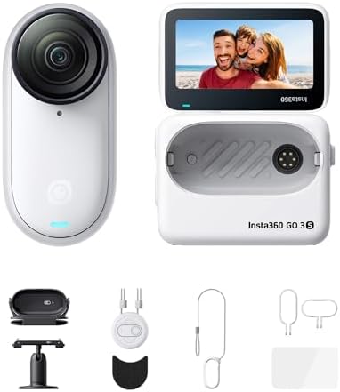 Insta360 GO 3S   128 GB Black 4K Tiny Portable Vlogging Camera  Hands Free POVs  Mount Anywhere  Stabilization  140 Min Battery Life  10m Waterproof  Pet POV