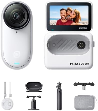 Insta360 GO 3S   128 GB Black 4K Tiny Portable Vlogging Camera  Hands Free POVs  Mount Anywhere  Stabilization  140 Min Battery Life  10m Waterproof  Pet POV