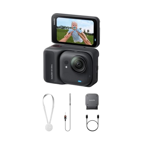 Insta360 GO Ultra Standard Bundle Midnight Black   Tiny Hands Free 4K Cam  Lightweight & Portable  Low Light Excellence  Mount Anywhere  FlowState Stabilization  200 Min Battery Life