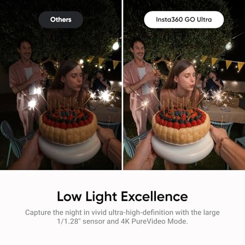 Insta360 GO Ultra Standard Bundle Midnight Black   Tiny Hands Free 4K Cam  Lightweight & Portable  Low Light Excellence  Mount Anywhere  FlowState Stabilization  200 Min Battery Life