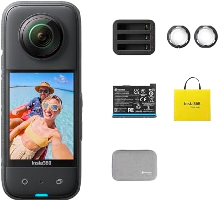 Insta360 X3 Motorcycle Bundle   Waterproof 360 Camera with 1/2 48MP Sensors  5 7K 360 Active HDR Video  72MP 360 Photo  4K Single Lens  60fps Me Mode  Stabilization