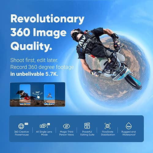Insta360 X3 Waterproof 360 Action Camera  1/2 48MP Sensor  5 7K 360 Active HDR Video 72MP 360 Photo  4K Single Lens  60fps Me Mode  Stabilization  2 29 Touchscreen  AI Editing  Live Stream  Renewed 