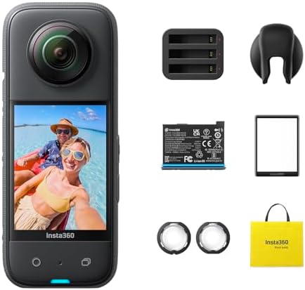 Insta360 X3   Waterproof 360 Action Camera with 1/2 48MP Sensors  5 7K 360 Active HDR Video  72MP 360 Photo  4K Single Lens  60fps Me Mode  Stabilization  2 29 Touchscreen  AI Editing  Live Stream