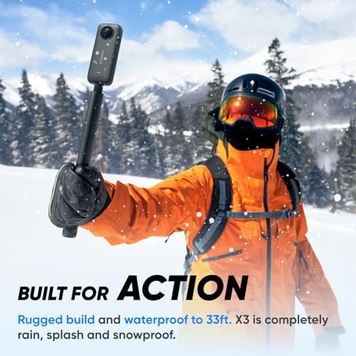 Insta360 X3   Waterproof 360 Action Camera with 1/2 48MP Sensors  5 7K 360 Active HDR Video  72MP 360 Photo  4K Single Lens  60fps Me Mode  Stabilization  2 29 Touchscreen  AI Editing  Live Stream