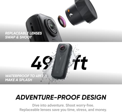 Insta360 X4 Air Basic Bundle   Lightest 8K 360 Action Camera for Epic Adventures   for Travel  Sports  Family Moments  Vlogging   Bundle Includes Invisible Selfie Stick  Lens Cap 256GB