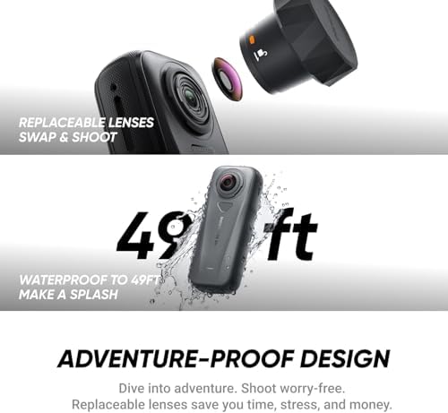 Insta360 X4 Air Standard Bundle   Lightest 8K 360 Action Camera for Epic Adventures   for Travel  Sports  Family Moments  Vlogging   Smooth  Stable  Easy to Edit Videos Anytime  Anywhere   Black