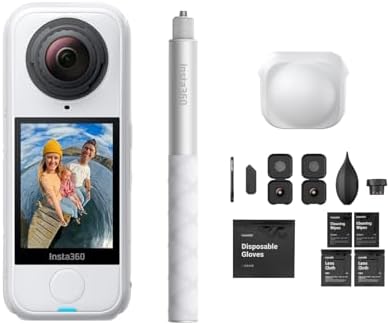 Insta360 X4 Air Starter Bundle   Lightweight 165g 8K 360 Camera  Invisible Selfie Stick  Replaceable Lenses  Shoot First & Frame Later  Built in Wind Guard  FlowState Stabilization  AI Powered App