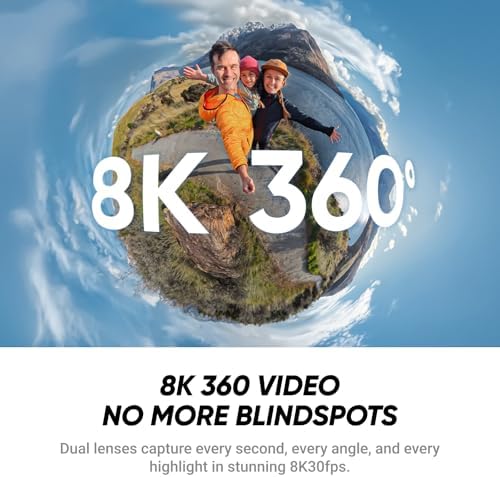 Insta360 X4 Air   Lightweight 165g 8K 360 Camera  Invisible Selfie Stick Effect  Replaceable Lenses  Shoot First & Frame Later  Built in Wind Guard  FlowState Stabilization  AI Powered App