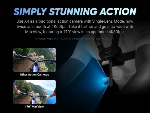Insta360 X4 Basic Bundle 8K Waterproof 360 Action Camera with 1/2 48MP Sensors  8K 360 HDR Video  72MP 360 Photo  4K Single Lens  Bundle Includes Selfie Stick  Lens Cap  256GB 
