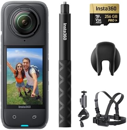 Insta360 X4 Bike Bundle   8K Waterproof 360 Action Camera  4K Wide Angle Video  Invisible Selfie Stick  Removable Lens Guards  135 Min Battery Life  AI Editing  Stabilization  for Sports  Travel