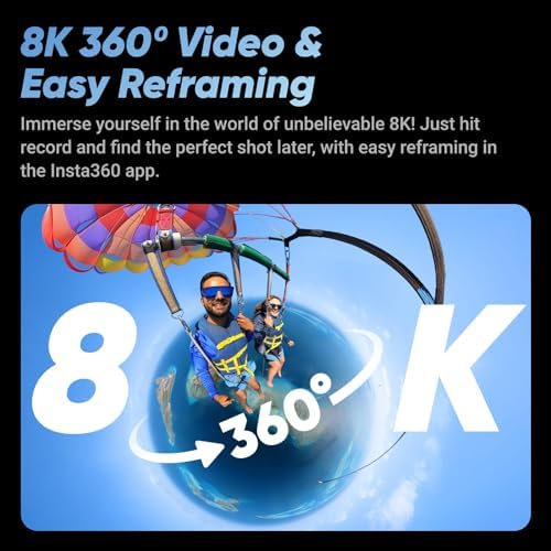 Insta360 X4 Get Set Bundle   8K Waterproof 360 Action Camera  4K Wide Angle Video  Invisible Selfie Stick  Removable Lens Guards  135 Min Battery Life  AI Editing  Stabilization