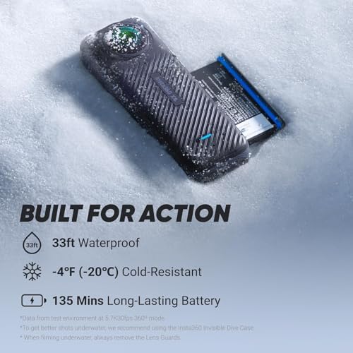 Insta360 X4 Get Set Bundle   8K Waterproof 360 Action Camera  4K Wide Angle Video  Invisible Selfie Stick  Removable Lens Guards  135 Min Battery Life  AI Editing  Stabilization