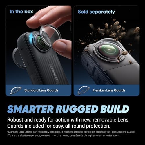 Insta360 X4 Get Set Bundle   8K Waterproof 360 Action Camera  4K Wide Angle Video  Invisible Selfie Stick  Removable Lens Guards  135 Min Battery Life  AI Editing  Stabilization