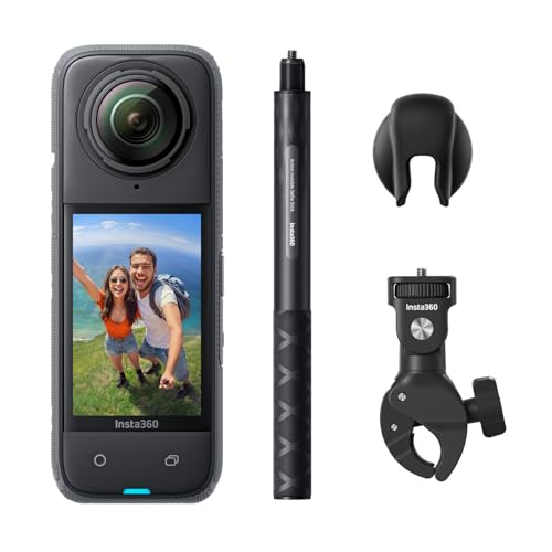Insta360 X4 Motorcycle Bundle  8K Waterproof 360 Action Camera  4K Wide Angle Video  Invisible Selfie Stick  Removable Lens Guards  135 Min Battery Life  AI Editing  Stabilization  No Micro SD Card