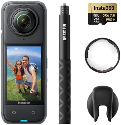 Insta360 X4 Motorcycle Bundle  8K Waterproof 360 Action Camera  4K Wide Angle Video  Invisible Selfie Stick  Removable Lens Guards  135 Min Battery Life  AI Editing  Stabilization  for Sports  Travel