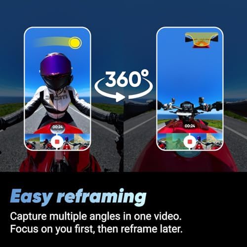 X4 Paquete para Motocicleta - Cámara de acción impermeable 360 ​​de 8K, video de gran angular de 4K, palo invisible para selfies, protectores de lentes removibles, vida útil de batería de 135