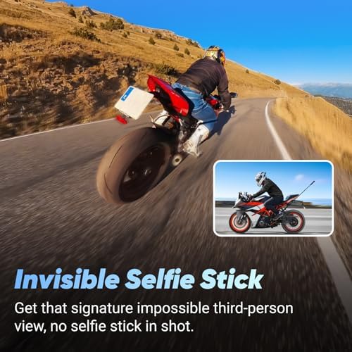 X4 Paquete para Motocicleta - Cámara de acción impermeable 360 ​​de 8K, video de gran angular de 4K, palo invisible para selfies, protectores de lentes removibles, vida útil de batería de 135