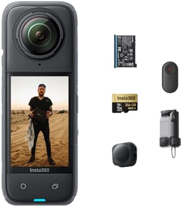 X4 Paquete para Motocicleta - Cámara de acción impermeable 360 ​​de 8K, video de gran angular de 4K, palo invisible para selfies, protectores de lentes removibles, vida útil de batería de 135