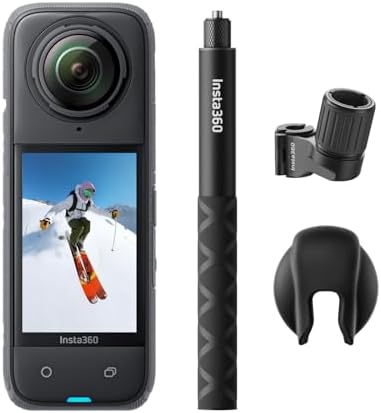 X4 Paquete para Motocicleta - Cámara de acción impermeable 360 ​​de 8K, video de gran angular de 4K, palo invisible para selfies, protectores de lentes removibles, vida útil de batería de 135