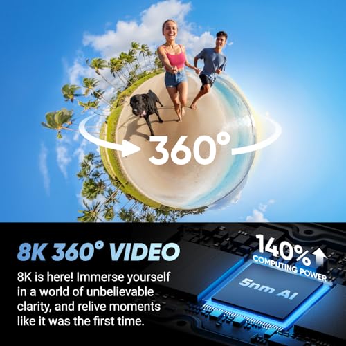 Insta360 Paquete estándar X4: cámara de acción impermeable 8K 360, video gran angular 4K, efecto selfie stick invisible, protectores de lente extraíbles, duración de la batería de 135 minutos, edición