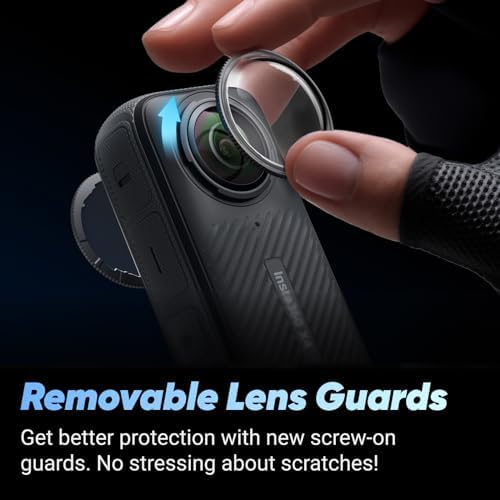 Insta360 Paquete estándar X4: cámara de acción impermeable 8K 360, video gran angular 4K, efecto selfie stick invisible, protectores de lente extraíbles, duración de la batería de 135 minutos, edición