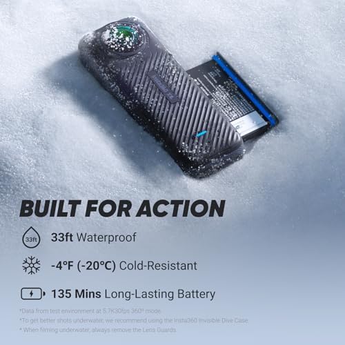 Insta360 Paquete estándar X4: cámara de acción impermeable 8K 360, video gran angular 4K, efecto selfie stick invisible, protectores de lente extraíbles, duración de la batería de 135 minutos, edición