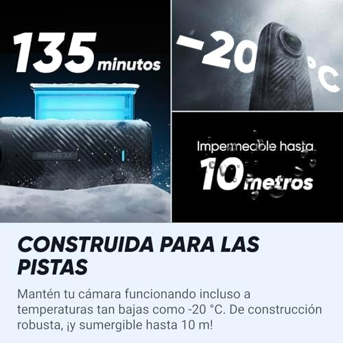 Insta360 Paquete estándar X4: cámara de acción impermeable 8K 360, video gran angular 4K, efecto selfie stick invisible, protectores de lente extraíbles, duración de la batería de 135 minutos, edición