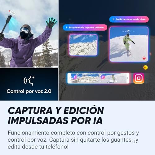 Insta360 Paquete estándar X4: cámara de acción impermeable 8K 360, video gran angular 4K, efecto selfie stick invisible, protectores de lente extraíbles, duración de la batería de 135 minutos, edición