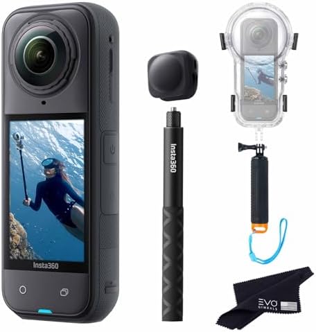 Insta360 X5 Dive Case Bundle 8K Waterproof 360 Action Camera with 1/1 28 48MP Sensors  8K 360 HDR Video  72MP  4K Single Lens  Bundle Includes Dive Case  Selfie Stick  Floating Grip  Lens Cap 256GB 