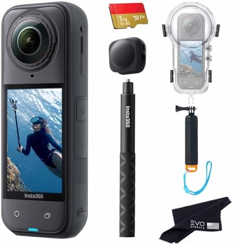 Insta360 X5 Dive Case Bundle 8K Waterproof 360 Action Camera with 1/1 28 48MP Sensors  8K 360 HDR Video  72MP  4K Single Lens  Bundle Includes Dive Case  Selfie Stick  Floating Grip  Lens Cap 256GB 