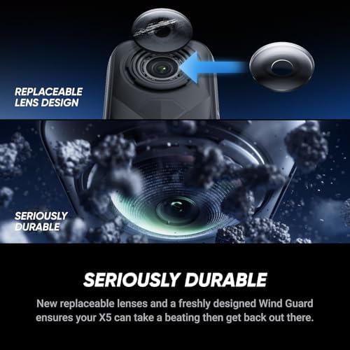 Insta360 X5 Essentials Bundle   Waterproof 8K 360  Action Camera  Leading Low Light  Invisible Selfie Stick Effect  Rugged and Replaceable Lens  3 Hour Battery  Built in Wind Guard  Stabilization