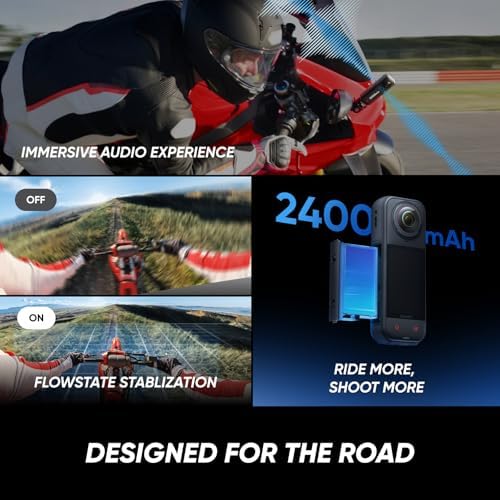 Insta360 X5 Essentials Bundle   Waterproof 8K 360  Action Camera  Leading Low Light  Invisible Selfie Stick Effect  Rugged and Replaceable Lens  3 Hour Battery  Built in Wind Guard  Stabilization